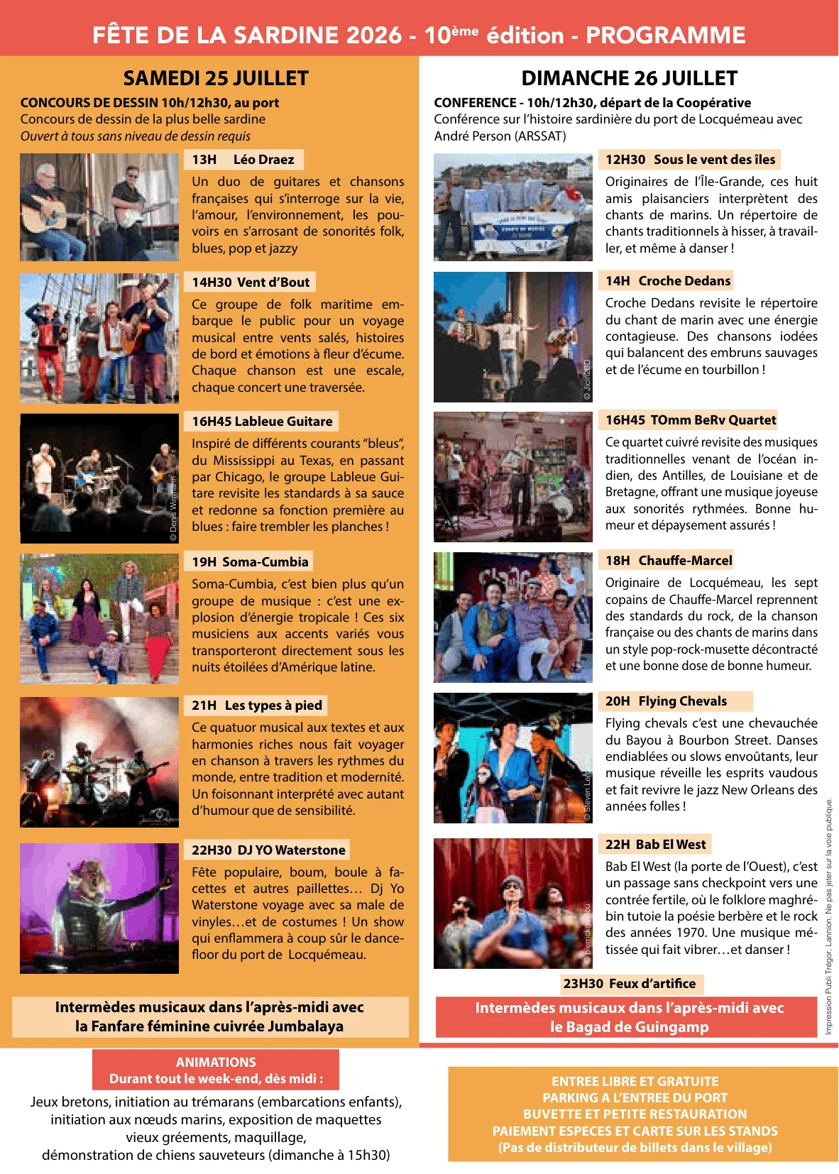 Programme au verso du flyer de la Fête de la Sardine 2026